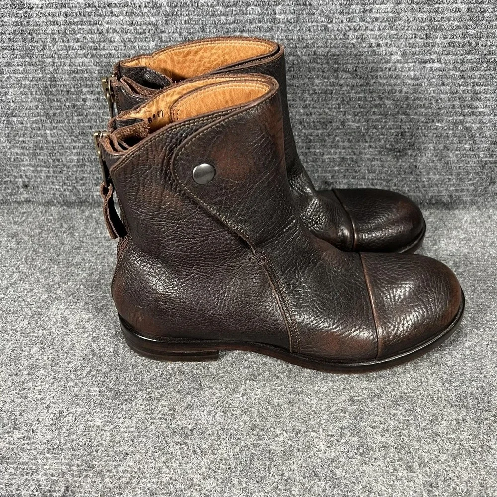 Elia Maurizi Boots Mens Size 7 Brown‎ Leather Ankle Zip Made In Italy 8117